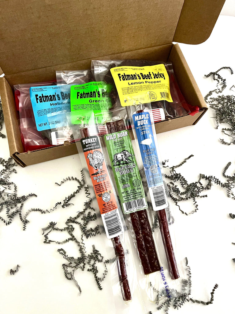 Fatman's 3 Pack Beef Jerky Assorted Bags and Sticks w/ Gift Box - Jerky Dynasty