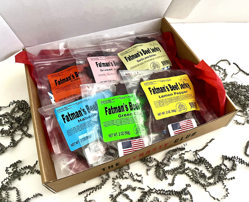 Fatman's Beef Jerky  6 Pk Sampler w/ Gift Box - Jerky Dynasty